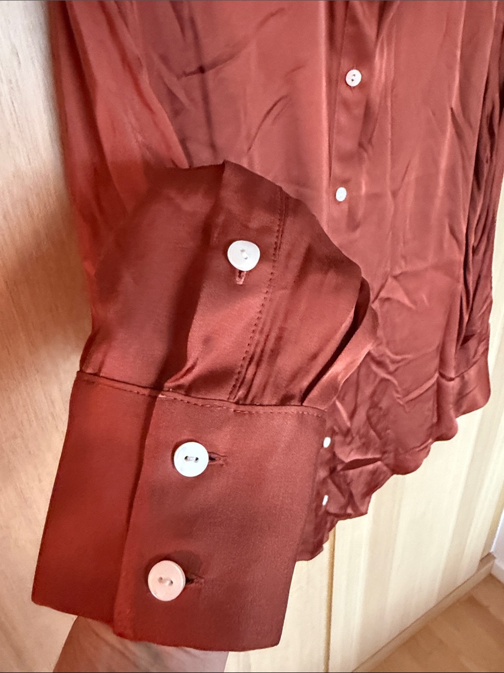 cut loose rust velvet button-down shirt - Picture 11 of 13